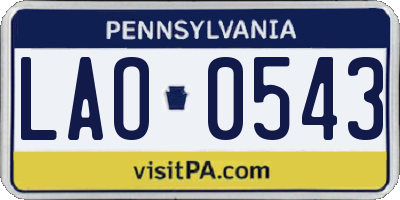 PA license plate LAO0543