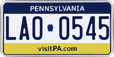PA license plate LAO0545