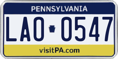 PA license plate LAO0547