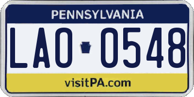 PA license plate LAO0548