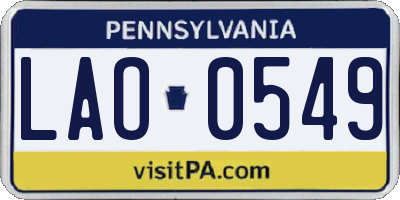PA license plate LAO0549