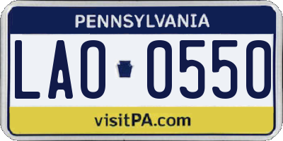PA license plate LAO0550