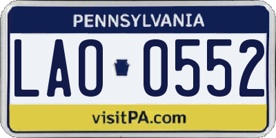 PA license plate LAO0552