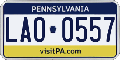PA license plate LAO0557
