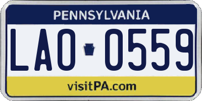 PA license plate LAO0559