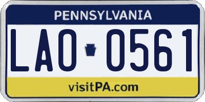 PA license plate LAO0561
