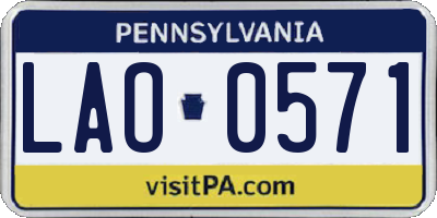 PA license plate LAO0571