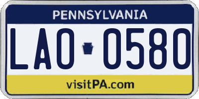 PA license plate LAO0580