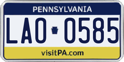 PA license plate LAO0585