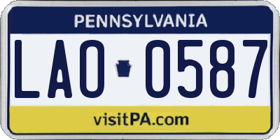 PA license plate LAO0587