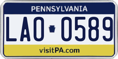 PA license plate LAO0589