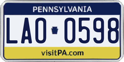 PA license plate LAO0598