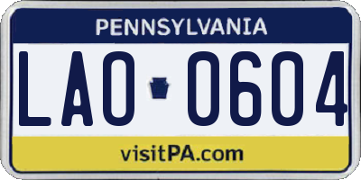 PA license plate LAO0604