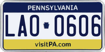 PA license plate LAO0606