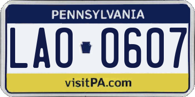 PA license plate LAO0607
