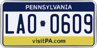 PA license plate LAO0609