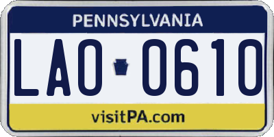 PA license plate LAO0610