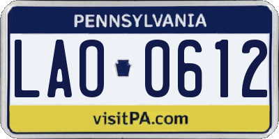 PA license plate LAO0612