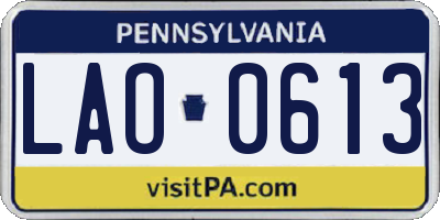 PA license plate LAO0613