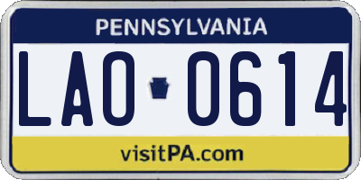 PA license plate LAO0614