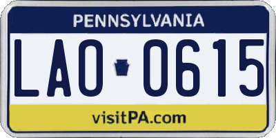 PA license plate LAO0615