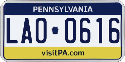 PA license plate LAO0616