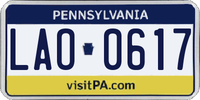 PA license plate LAO0617