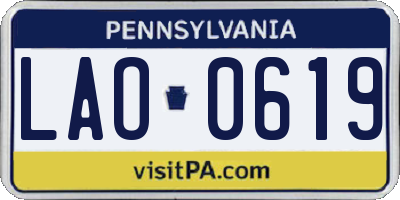 PA license plate LAO0619