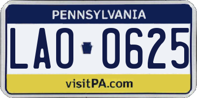 PA license plate LAO0625