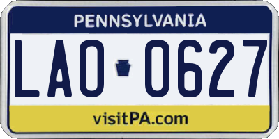 PA license plate LAO0627