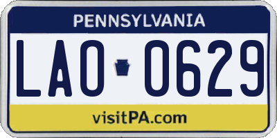 PA license plate LAO0629