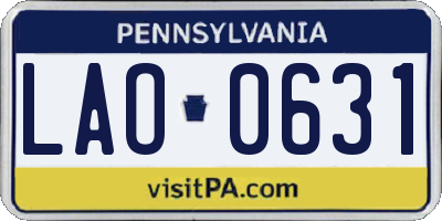 PA license plate LAO0631