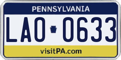 PA license plate LAO0633