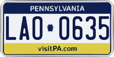 PA license plate LAO0635
