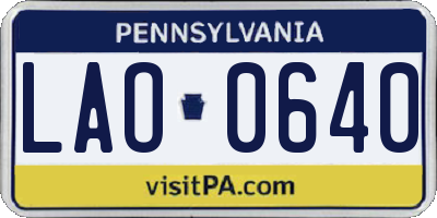 PA license plate LAO0640