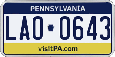 PA license plate LAO0643