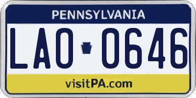 PA license plate LAO0646