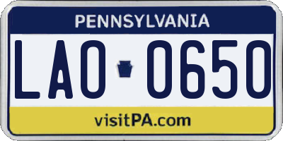 PA license plate LAO0650