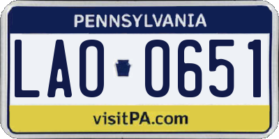 PA license plate LAO0651