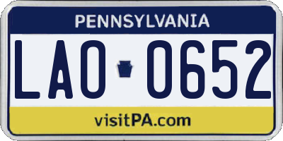 PA license plate LAO0652