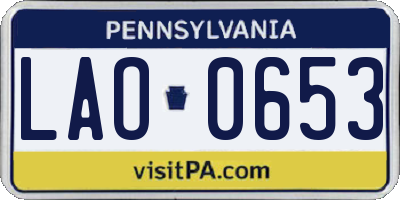 PA license plate LAO0653