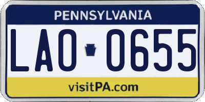 PA license plate LAO0655