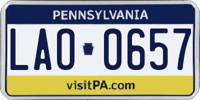 PA license plate LAO0657