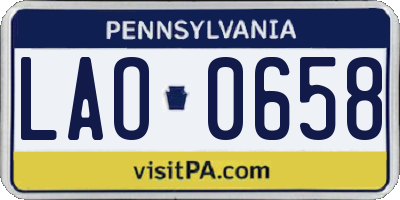 PA license plate LAO0658