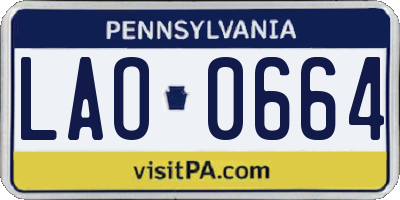 PA license plate LAO0664