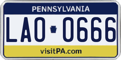 PA license plate LAO0666
