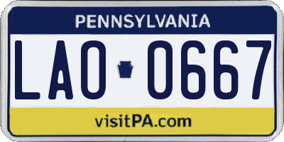 PA license plate LAO0667