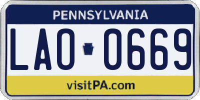 PA license plate LAO0669