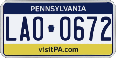 PA license plate LAO0672
