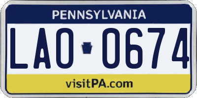 PA license plate LAO0674